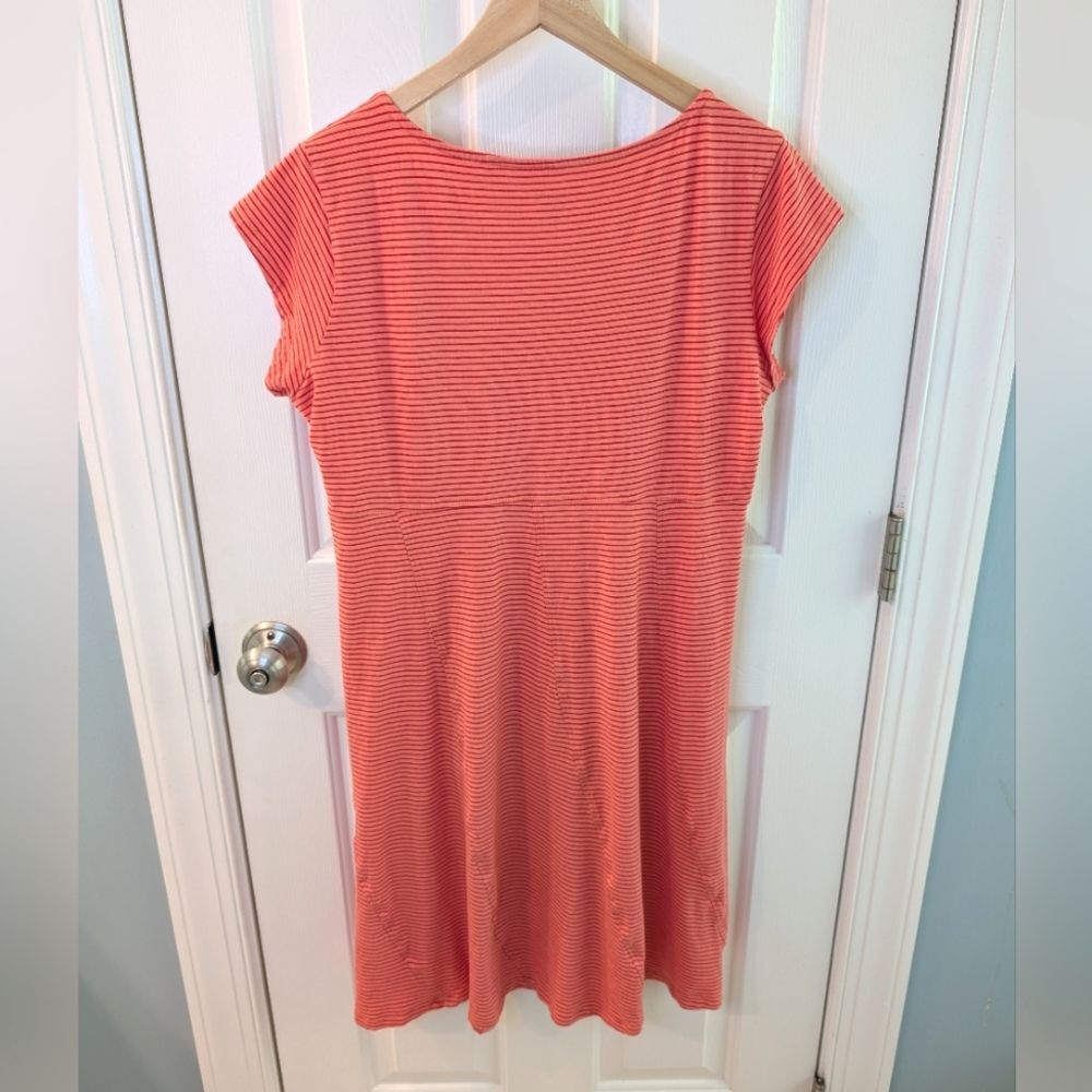 Toad&Co Nena Stripe Dress Short Sleeve Orange Large - Picture 2 of 9